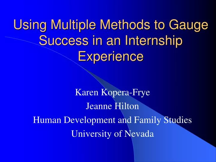 using multiple methods to gauge success in an internship experience