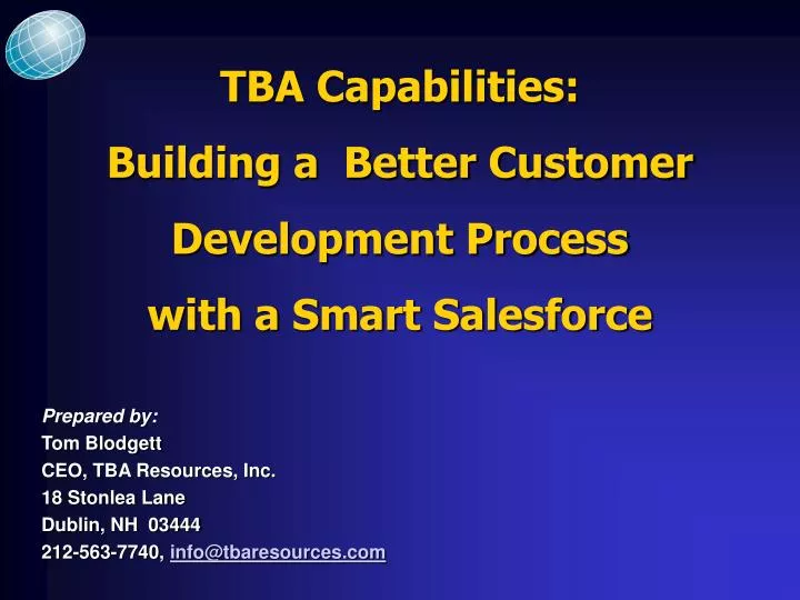 tba capabilities building a better customer development process with a smart salesforce