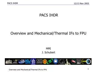 Overview and Mechanical/Thermal IFs to FPU