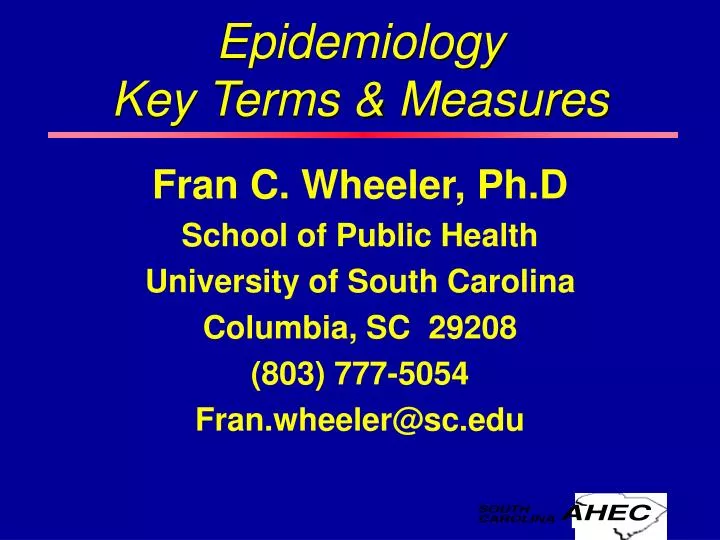 epidemiology key terms measures