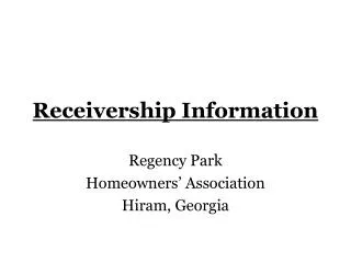 Receivership Information