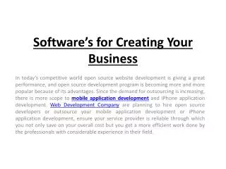 Software’s for Creating Your Business