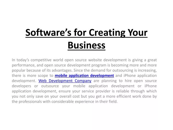 software s for creating your business