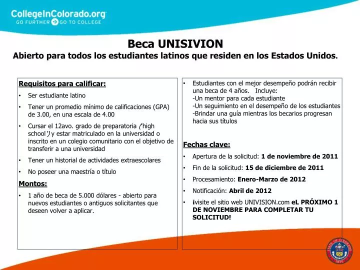 beca unisivion abierto para todos los estudiantes latinos que residen en los estados unidos