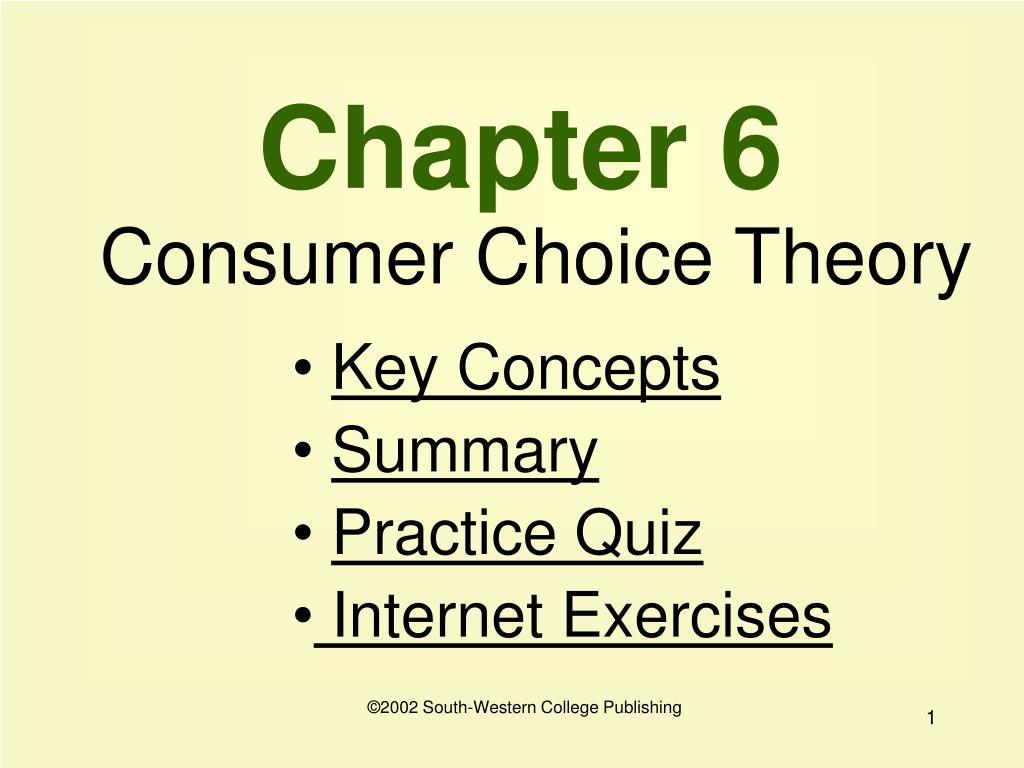 PPT - Chapter 6 Consumer Choice Theory PowerPoint Presentation, free ...