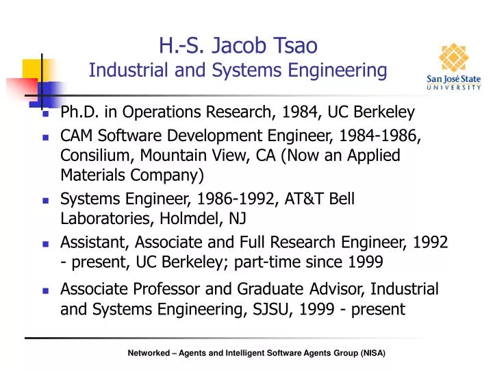 h s jacob tsao industrial and systems engineering