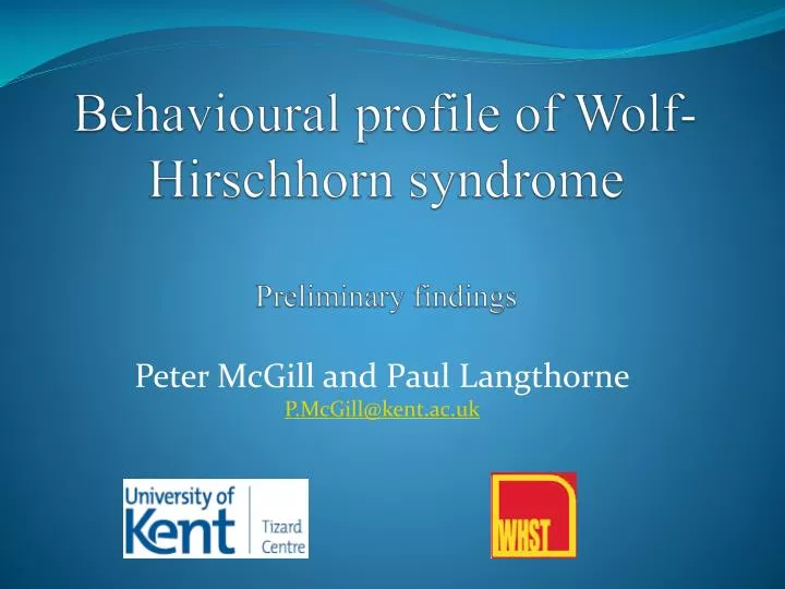 behavioural profile of wolf hirschhorn syndrome preliminary findings