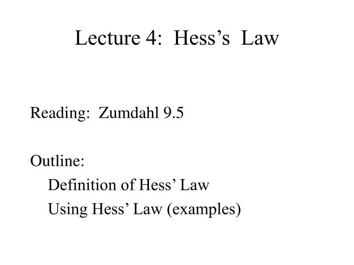 lecture 4 hess s law