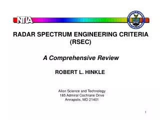 RADAR SPECTRUM ENGINEERING CRITERIA (RSEC) A Comprehensive Review