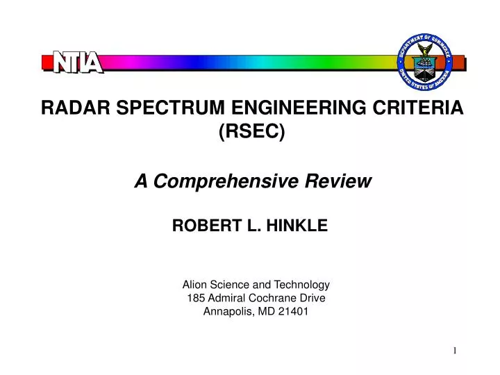 radar spectrum engineering criteria rsec a comprehensive review