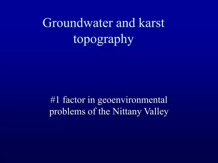 groundwater and karst topography