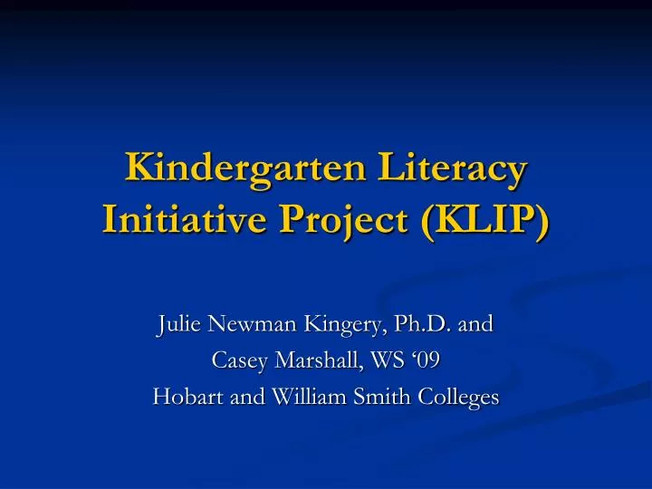 kindergarten literacy initiative project klip
