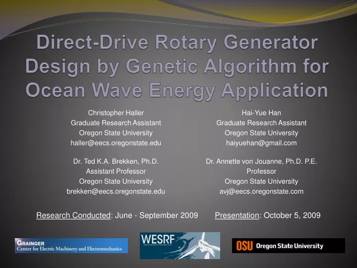 direct drive rotary generator design by genetic algorithm for ocean wave energy application