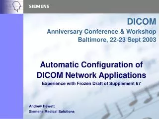 Automatic Configuration of DICOM Network Applications