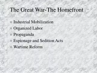 The Great War-The Homefront