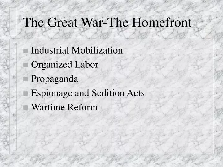 the great war the homefront