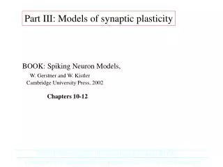 Part III: Models of synaptic plasticity