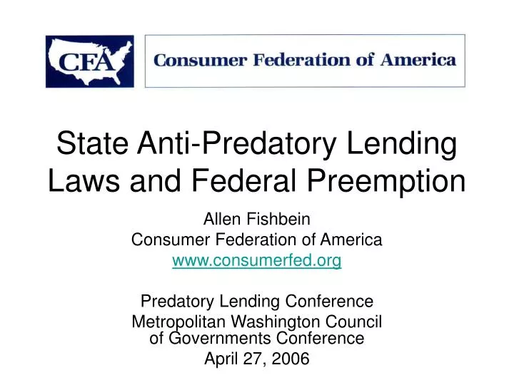 state anti predatory lending laws and federal preemption
