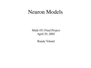 Neuron Models