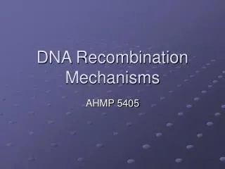 DNA Recombination Mechanisms