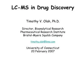 Drug Discovery Programs at BMS