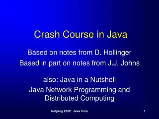 Crash Course in Java