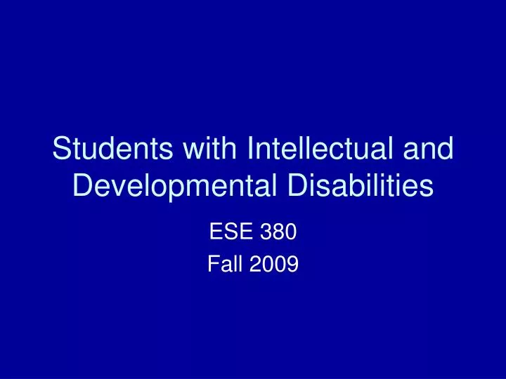 students with intellectual and developmental disabilities