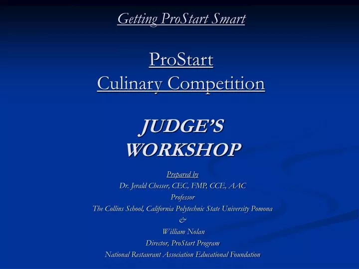 getting prostart smart prostart culinary competition judge s workshop