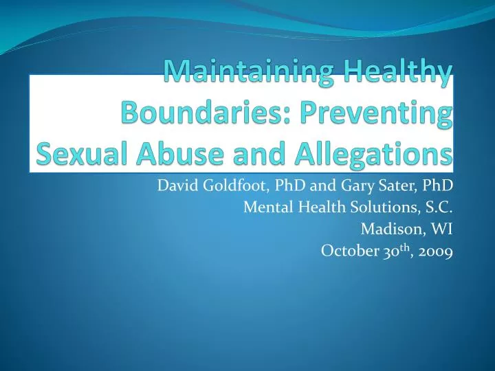 maintaining healthy boundaries preventing sexual abuse and allegations