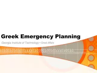 Greek Emergency Planning