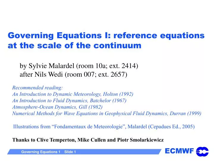 governing equations i reference equations at the scale of the continuum