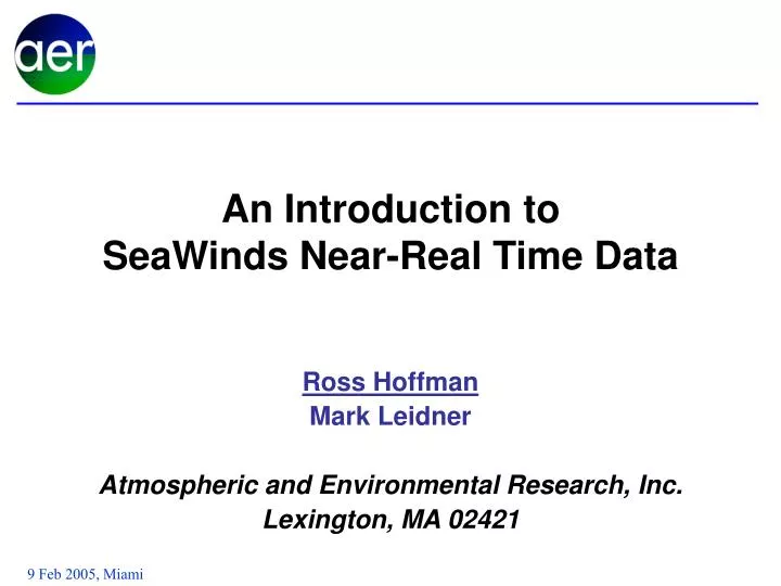 an introduction to seawinds near real time data