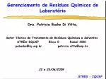Gerenciamento de Resíduos Químicos de Laboratório - slide 1