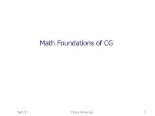 Math Foundations of CG