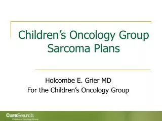 Children’s Oncology Group Sarcoma Plans