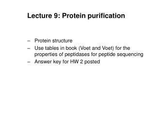 Lecture 9: Protein purification