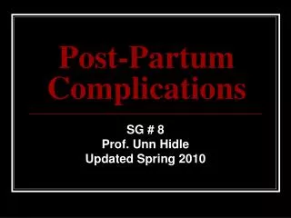 Post-Partum Complications