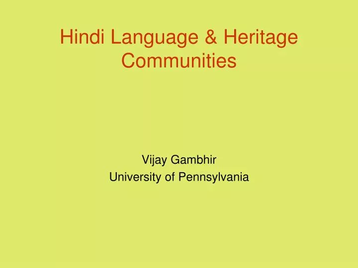 hindi language heritage communities