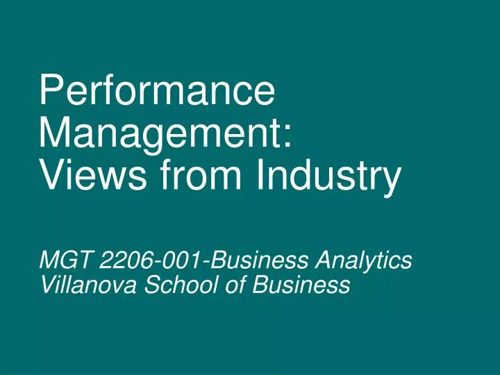 performance management views from industry