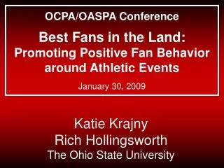 Katie Krajny Rich Hollingsworth The Ohio State University