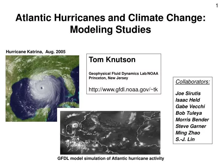 atlantic hurricanes and climate change modeling studies