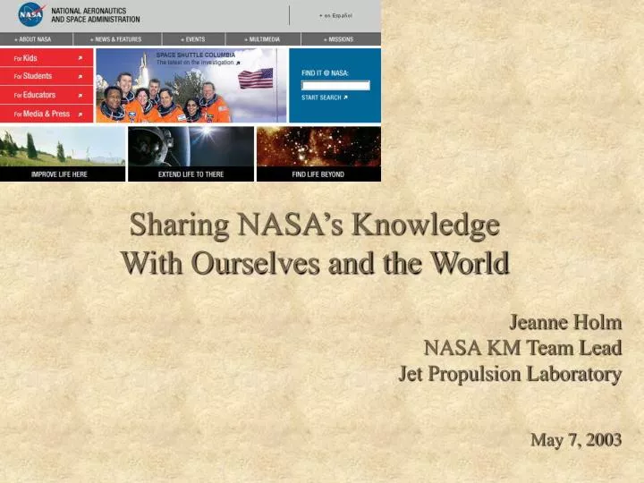 sharing nasa s knowledge with ourselves and the world