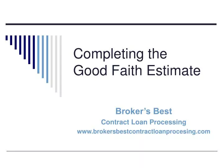 completing the good faith estimate