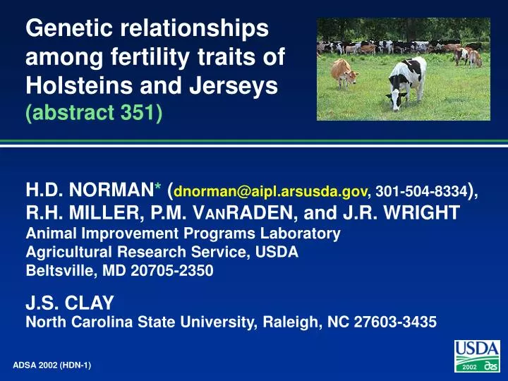 genetic relationships among fertility traits of holsteins and jerseys abstract 351