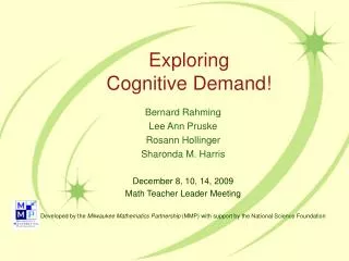 Exploring Cognitive Demand!