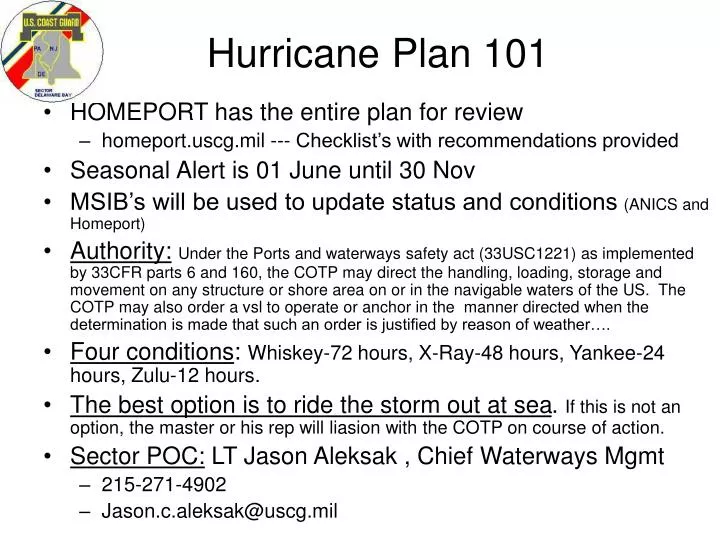 hurricane plan 101
