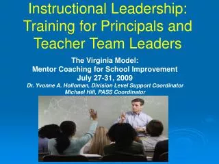 Instructional Leadership: Training for Principals and Teacher Team Leaders