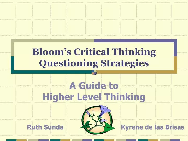 bloom s critical thinking questioning strategies