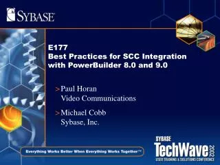E177 Best Practices for SCC Integration with PowerBuilder 8.0 and 9.0