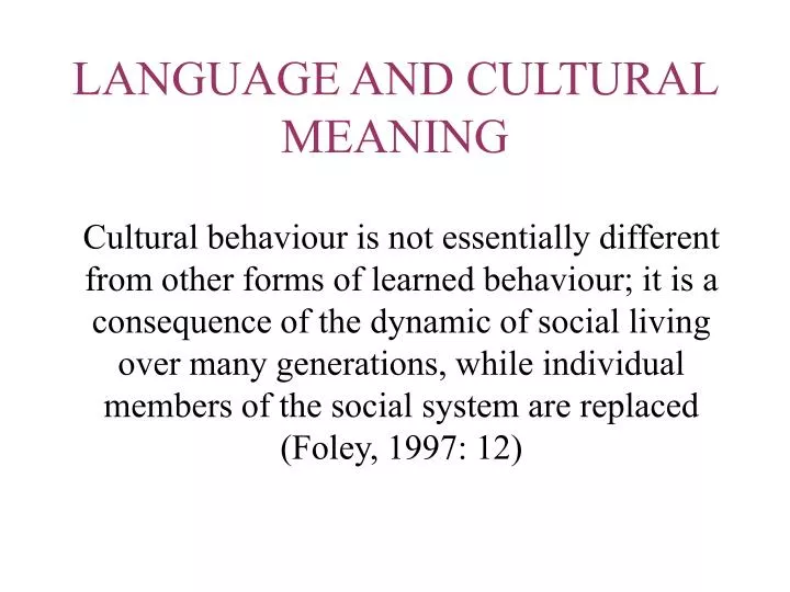 language and cultural meaning